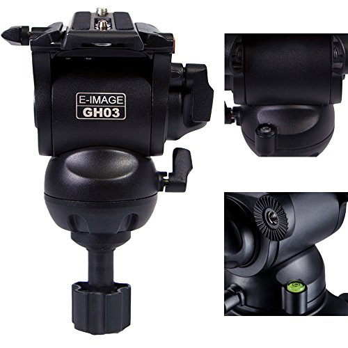E-Image 2 Stage Aluminum Video Tripod W/Gh03 Fluid Pan/Tilt Video Head, Maximum Height: 66.5″, 75Mm Bowl, Variable Tilt/Drag, 11Lb Capacity (Eg03A2) - Black #TOP1