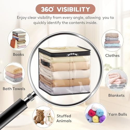 Image of JD FRESH 2 Piece 18L PVC Transparent Storage Bag with Zipper /Foldable Clothes Organiser for Wardrobe /Garments Organizer /Space Saving Storage Box for Sarees /Lehenga /Towel /Toy - 10.3 x 10.3 x 10.3 Inch