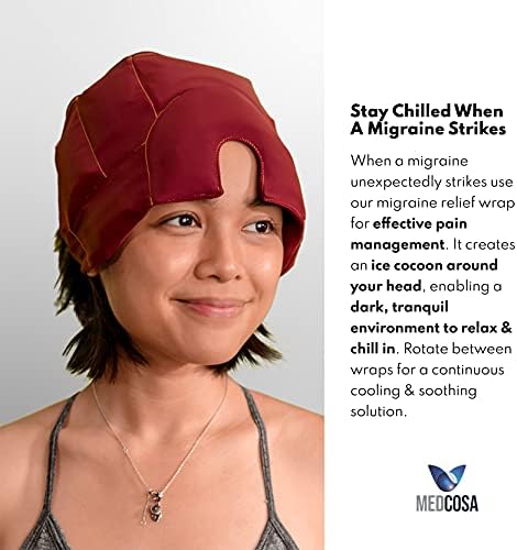 Medcosa Headache and Migraine Relief Wrap | Stay Chilled When a Migraine Strikes | Keep Your Head Cool with our Double Function Mask & Hat | Ice Beanie Migraine Relief Products