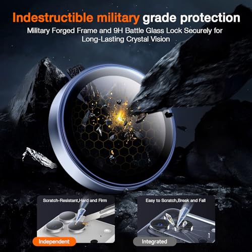 Image of LK for iPhone 17 Pro /17 Pro Max Camera Lens Protector [Top 9H+ Military Grade Shatterproof] One-Click Installation, Ultra-Tough HD, Individual Lens Protectors Scratch-resistant, Deep Blue
