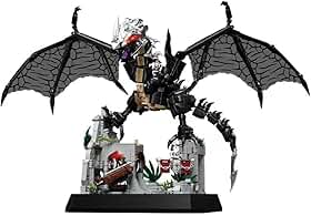 Menbis Narwhals Kit de construção MOC Dragon & Fantasy Castle com torre de dados, modelo de exibição modular, conjunto de blocos de 8 mm compatível com técnicas para colecionadores (preto)