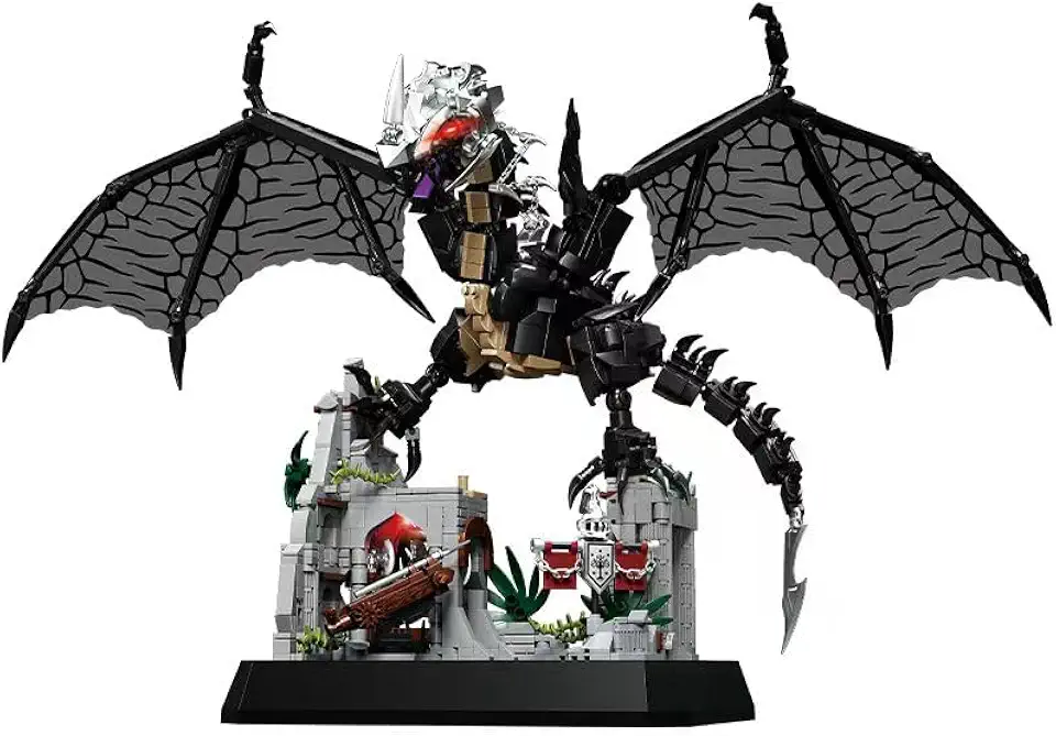 Menbis Narwhals Kit de construção MOC Dragon & Fantasy Castle com torre de dados, modelo de exibição modular, conjunto de blocos de 8 mm compatível com técnicas para colecionadores (preto)