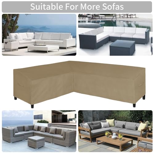 Image of Easy-Going Patio L-Shaped Sectional Sofa Cover, 85 inchX110 inch Waterproof Heavy Duty Outdoor Garden Furniture Cover (Left Facing, Camel)