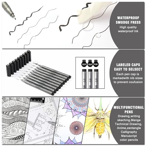 Brusarth B-8050 Precision Black Micro-Pen Fineliner Ink Pens thumb #3