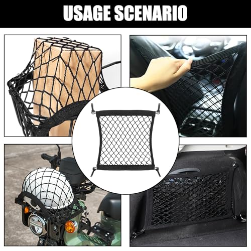 Gepäcknetz für E-Scooter & E-Bikes - Elastisches Aufbewahrungsnetz mit Gummizug, 25x30 cm, für Helm & Zubehör, Netzbeutel für Elektroroller & Fahrräder, Praktische Helmhalterung