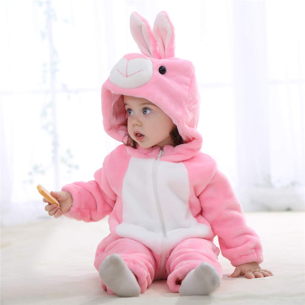 Unisex Bambino Inverno Pagliaccetto Coniglio Tigre Cucire Animale Stile Flanella Cosplay Halloween Costume Attrezzatura