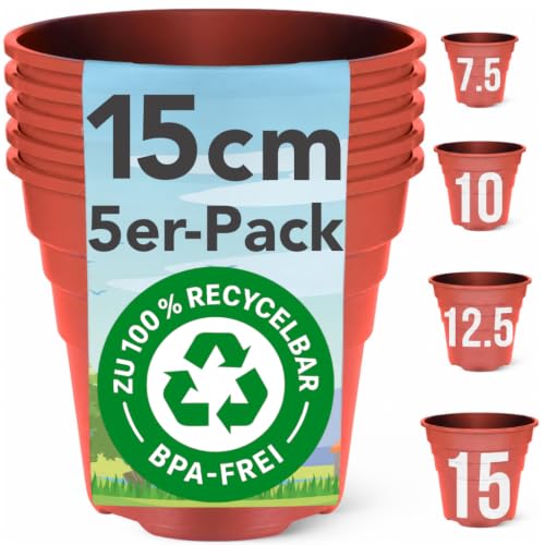 15cm Blumentopf – 5er Pack – Plazentopf – Kunststoff von Happy Pots – Ansicht 1