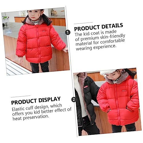 1pc Fleece Coat Thickened Coat for Kids Coat for Boys Kids Puffer down Coat Sweater Coat Hooded Fleece3