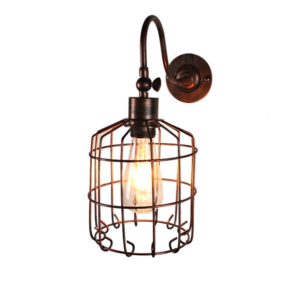 HPTHLY Wall Mounted Light American Industrial Wall Light Vintage Gooseneck Wrought Wall Lamp Bedroom Living Room Corridor Wall Sconce Restaurant Bar Stair Wa(Red Rust)