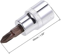 Vista 2 de uxcell 3/8" Drive x PH2 Phillips Bit Socket, S2 Brocas de acero, CR-V Sockets 1.890 in Longitud (solo para uso manual), 3 piezas