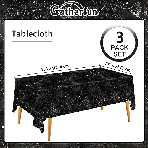 Image of Gatherfun Halloween Party Supplies - Spider Webs Disposable Tablecloth Plastic Table Cover, Ideal for Halloween Spider Webs Party Decorations, 54 X 108 Inch, 3 Pack
