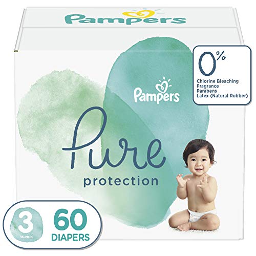 Image of Diapers Size 3, 60 Count - Pampers Pure Protection Disposable Baby Diapers, Hypoallergenic and Unscented Protection, Super Pack (Old Version)