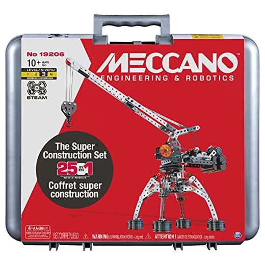 Meccano, Super Construction 25-in-1 Motorized Building Set, STEAM Education Toy, 638 Parts, for Ages 10+