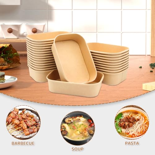 La Llareta 25 Stücke Papierbox zum Mitnehmen, Kraftpapier Take Away Box, Lunchbox aus Kraftpapier, Wasser und Ölbeständig, für Essen zum Mitnehmen, Arbeitsessen, Reisen, 500ml (Braun)