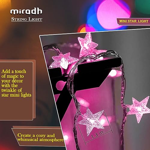 Image of MIRADH 14 Star Shape String Led Light 3 Meter led Lights for Home Decoration Plug in Fairy String Lights, Diwali Lights for Decoration for Home Still Mode Only Strip Lights (14 Star Pink)