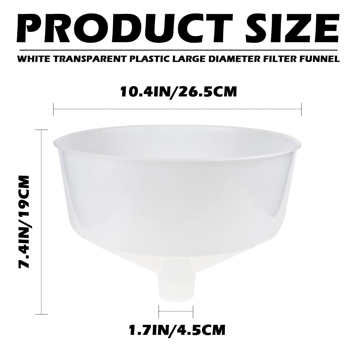 Imbuto di riempimento in plastica a bocca larga per inscatolamento olio resina filtro tazza (26,5 x 26,5 x 19,5 cm)