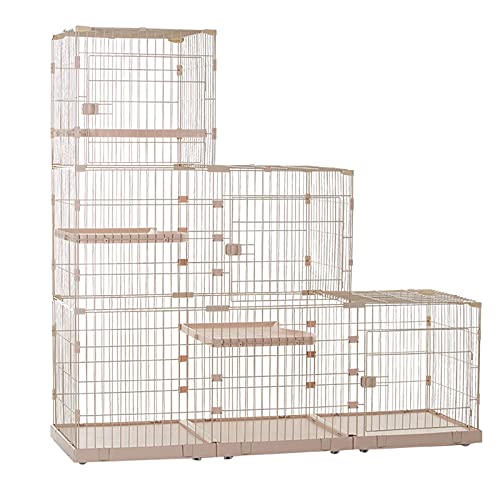 キャットケージ 大型キャットケージ 屋内猫用プレイサークル - 屋内猫ケージ キャスター付きエンクロージャー 金属ワイヤー犬小屋クレート 1~4匹の猫に最適