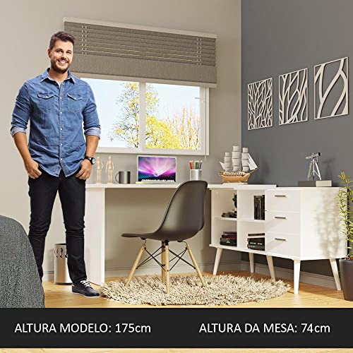 Escrivaninha Mesa de Escritório de Canto 3 Gavetas Lisboa Madesa