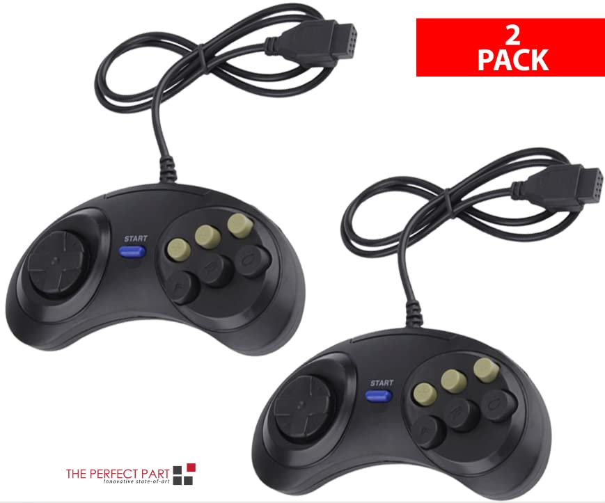 THE PERFECT PART 2X 6 Button Game Pad Controller For SEGA Genesis Black Old School Classic New image 5