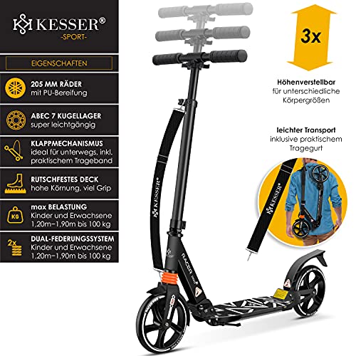 KESSER® Pro-S Cityroller step, 205 mm wielen, PU Big Wheel - step met dubbele vering, inklapbaar en in hoogte… - Afbeelding 3