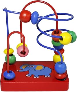 Gobus Colourful Wooden Mini Beads Maze Roller Coaster Beads Wire Maze Educational Toy Gift for Kids