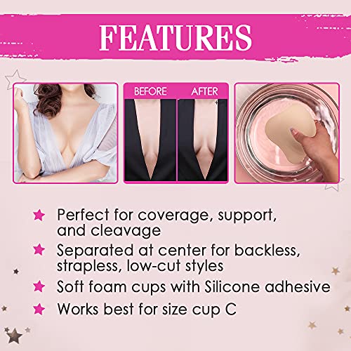 Hollywood Fashion Secrets Silicone Breast Contour Cups, Self-Adhesive, Reusable, Hypoallergenic - Size C #TOP4