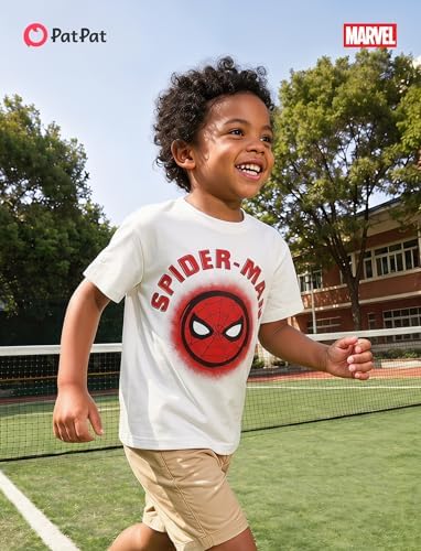 Disney Spiderman White Tee Shirt Kids Marvel Avengers School-Age Boys Short Sleeve Shirts for Summer Holiday Jersey Hawaiian Graphic Tops Cool Sports Outerwear Back to School Daily Apparel 6-7 Years - 2