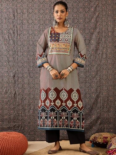 Image of INDO ERA Women Pure Cotton Kurta Set with Dupatta | Festive Suit Set, 10408