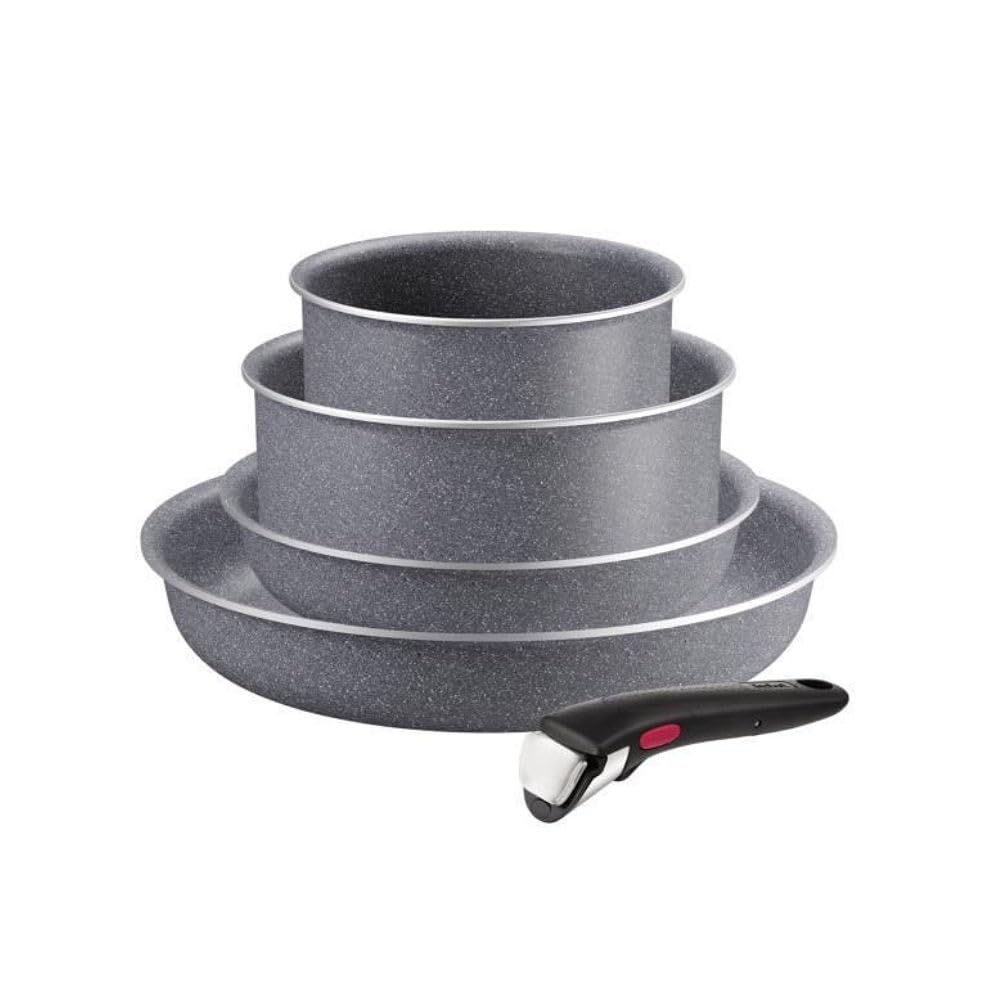 TEFAL INGENIO Hard Stone Lot 5 pieces, Poeles 22/​26 cm, Casseroles 16/​20 cm, Poignée amovible, Non induction, Antiadhésif L440