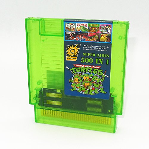 500 in 1 NES Super Games Multi Cart 72 Pin Transparent Green Game Cartridge