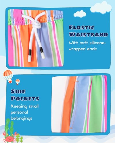 Image of SURF CUZ Boys Swim Trunks with Boxer Brief Liner Toddler Boy Stretch Swimsuit Shorts Quick Dry Swimming Trunks Bathing Suit