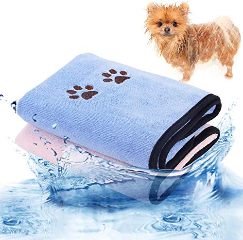 TAIYUNWEI Haustier Badetuch,2 STÜCK Handtücher für Haustiere|Schnelltrocknendes Handtuch für Hund|Ganz Weich und Bequem Saugfähige Handtücher für Hund&Katze|Ideal für Kleine/Mittlere Tiere