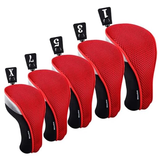 Andux Golf 460cc Driver Fairway Wood Club Head Covers 5pcs/Set Short Neck Red