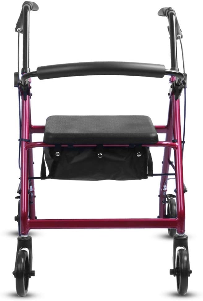 HTLLT Walking Aid Elderly Walkers with Wheels and Seat Adjustable Handle，Upright Walkers for Seniors with Seat Foldable and 4 Wheels,Red : Health & Household
