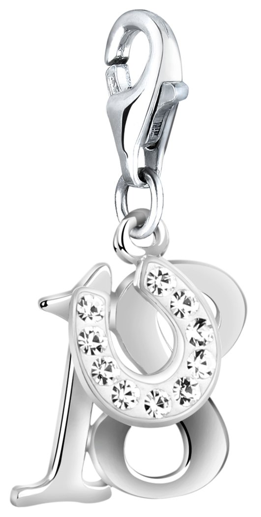 Nenalina 18 Geburtstag Karabiner Charm Anhänger Bettelarmband 925 Silber | Damen-Charm-Anhänger für alle gängigen Charmträger Charm-Club Clasp-Charms 925er Sterling-Silber