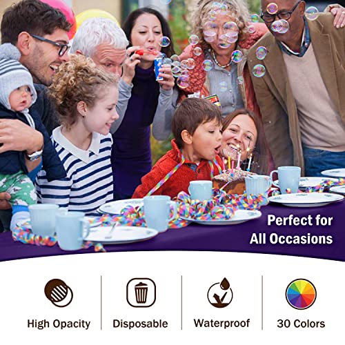 Image of Party Solids Purple Rectangular Plastic Tablecloth - 54x108 Inch, Pack of 24