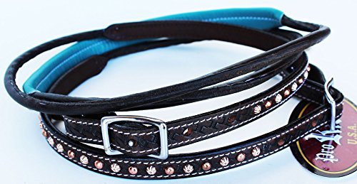 ProRider Horse 8ft Contest Western Tack Saddle Barrel Leather Reins Turquoise Brown 6643