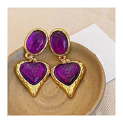 Boucles d'oreilles grand coeur pendantes style vintage chic pour dames