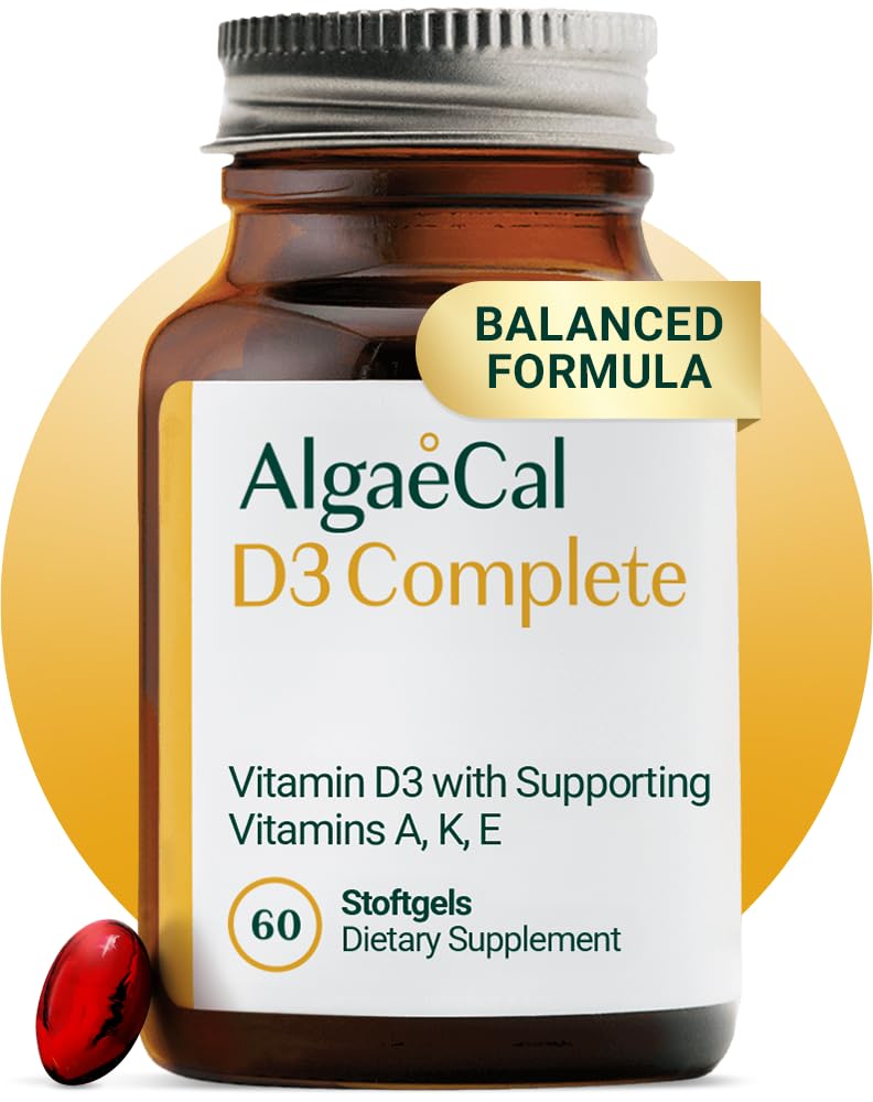 ALGAECAL4-in-1 Vitamin D3 K2 Complete - ADK Vitamin Supplement, Enhanced Immune Support & Bone Health with D3 K2, A, & E - Whole Body Wellness & Bone Strength, 60 Easy-Swallow Softgels, Made in USA