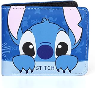 Boyigog Stitch Wallets Cute Cartoon Wallet PU Leather Blue Short Purse, Waterproof Folding Wallet, Stitch Gifts for Boys Girls