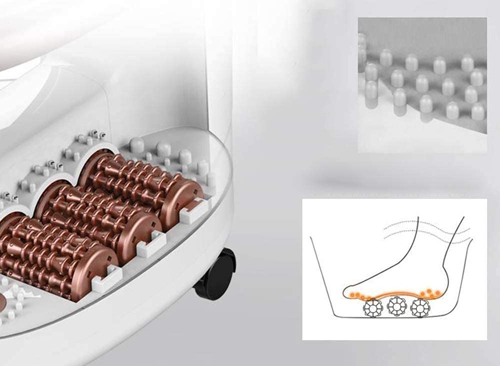 Masajeador de baño de pies SPA con Calor y 3 Modos automáticos y 6 Rodillos de Masaje motorizados, Tiempo y Temperatura Ajustables
