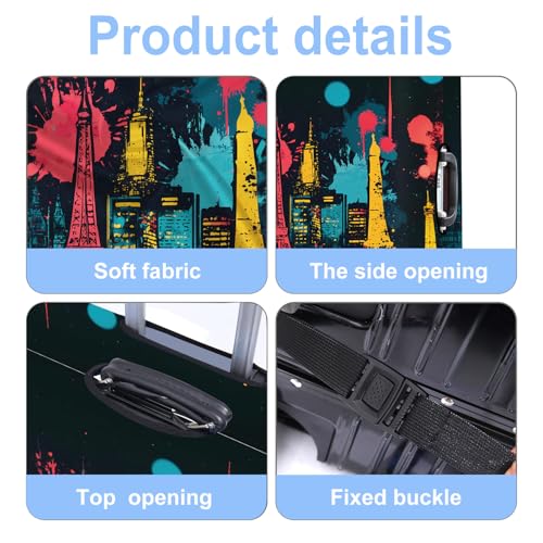 Luggage Cover Washable Suitcase Protector Anti-scratch Suitcase cover Fits 20-34 Inch Luggage (Tower-4, XL(32-34inch suitcase))3