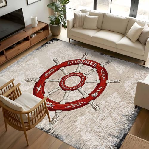 Tapete decorativo 8x10 pies rojo antideslizante lavable miniatura 3