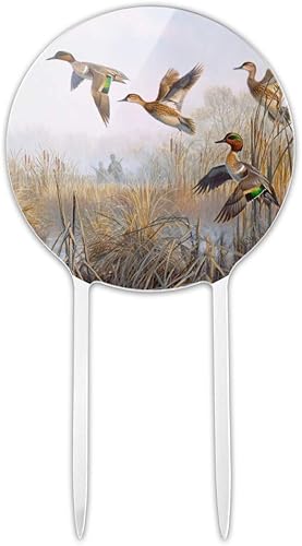 Patos acrílicos de alas verdes que toman cazadores de vuelo, decoración de fiesta para boda, aniversario, cumpleaños, graduación