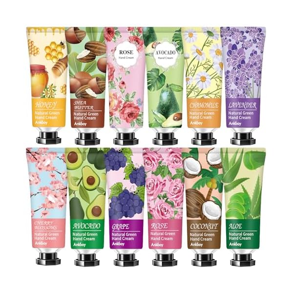 ANKOOY 12 Pack Hand Cream for Dry Cracked Hands,Stocking Stuffers for Women,Teengirls,Christmas Small Gifts, Natural Hand Lotion Travel Size,Bridesmaid Gifts;Teacher Appreciation Gifts