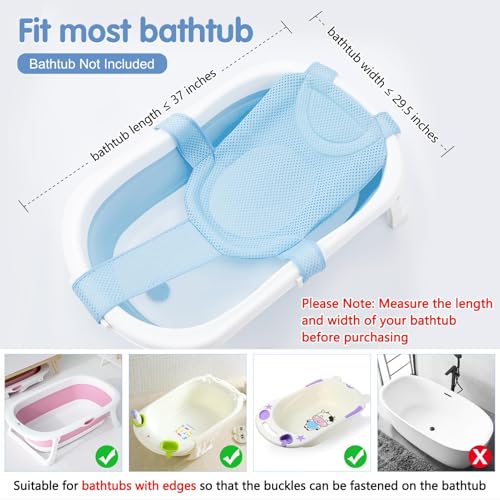 Image of Colorlife Baby Bath Seat Support Net Infant Bathing Seat Support Mat, Adjustable Comfortable Non-Slip Five-Pointed Baby Shower Net Bathtub Sit Up Mesh for Newborn 0-12 Months-Blue(No Bathtub)