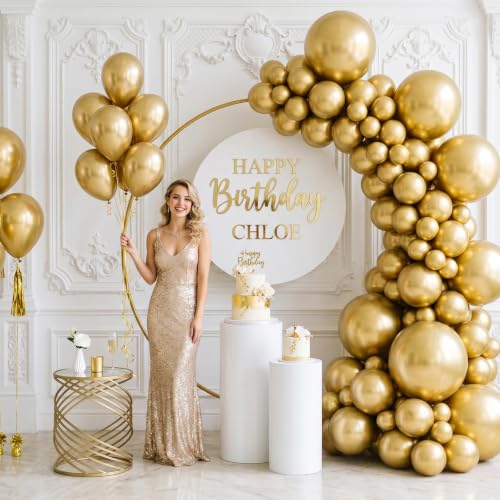 Image of Togvu Gold Balloons, 50Pack 12 Inch Metallic Chrome Gold Latex Balloons