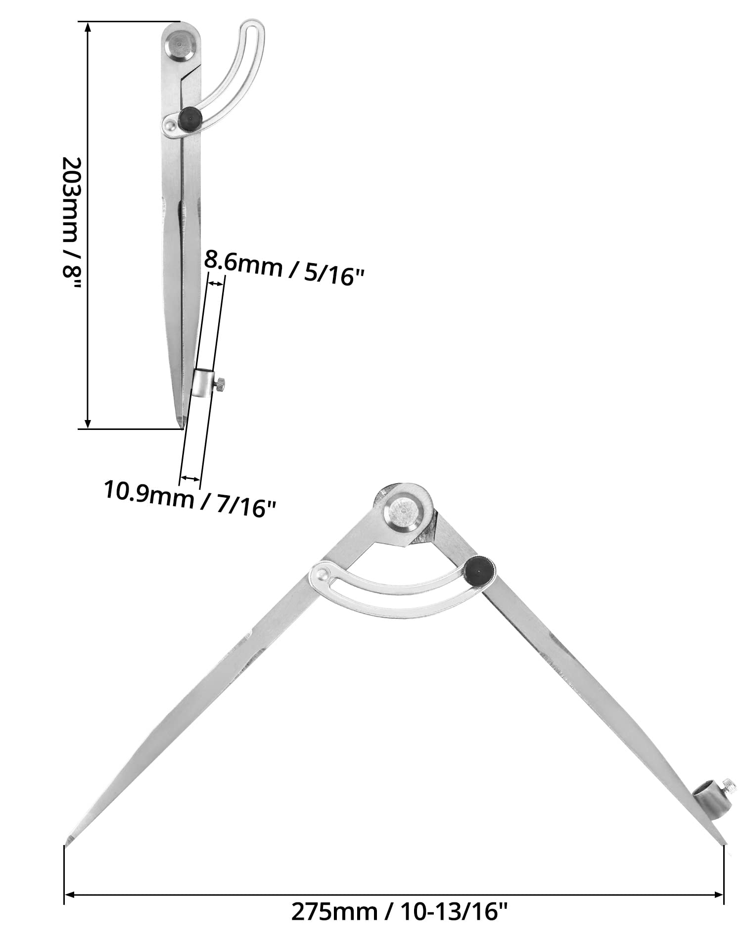 QWORK® Divisor de Ala de Marcado de 200 mm, Brújulas de cuero con portalápices, brújula puntiaguda para geometría, dibujo