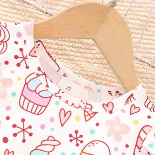 Image of Girls Summer Outfits Toddler Baby Girls Short Sets 2 Piece Clothing Set Flutter Sleeve Shirt and Short 2-7 Years