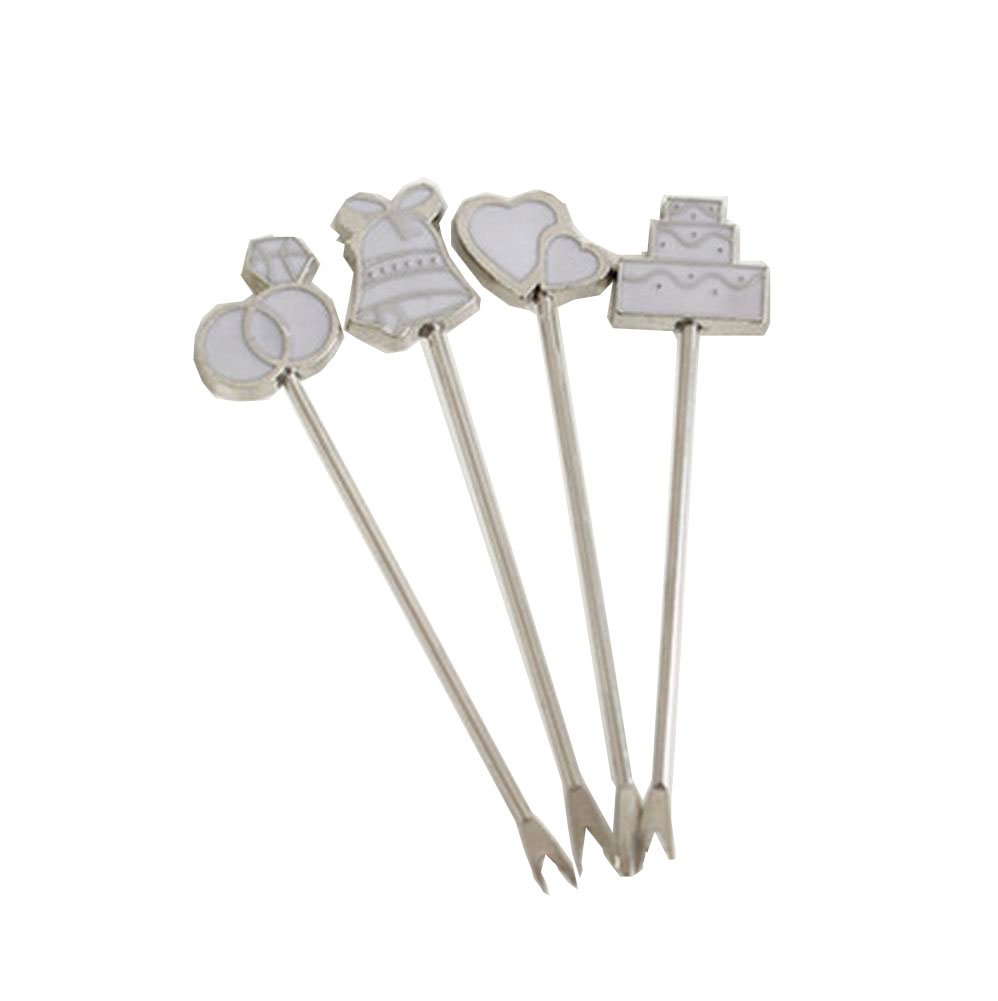 Alien Storehouse Cute Stainless Steel Family Party Snack Fruit Dessert Salad Picks Folk Set White